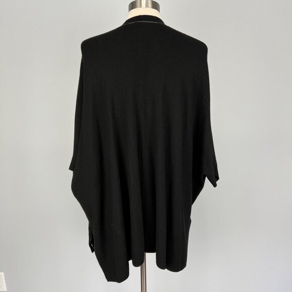 Chicos Womens Embroidered Eyelet Sweater Ruana Poncho Black size Small Medium - Picture 11 of 15